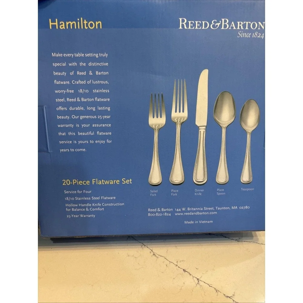 Reed & Barton Hamilton 20-Piece Flatware Set 18/10 Stainless Steel NEW IN BOX